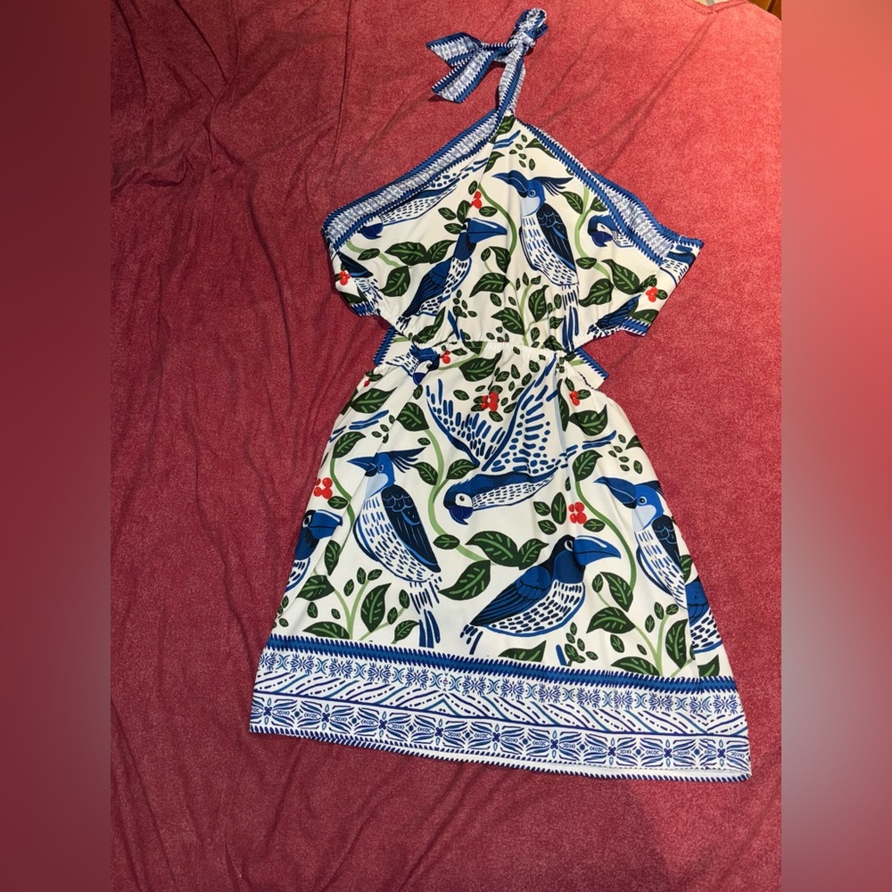 Blue and white Greece inspired halter dress